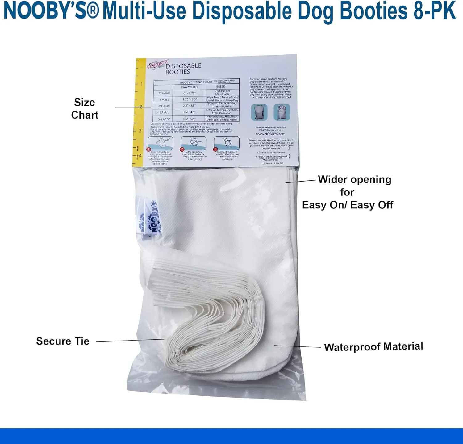 Wound Recovery Dog Boots 8-Pack by Nooby's. Protects Wounds, Bandages and Medications. Medical Dog Boots for Maximum Protection Indoors and During Short Walks. (Small: 1.75" - 2.5" Width)