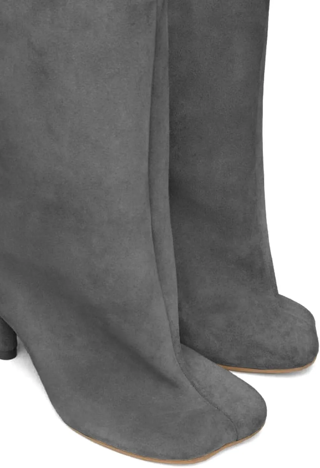Yishaweiqi Camel Suede Knee High Boots for Women: Square Toe Stiletto Heel Long Tall Wide-Calf Comfortable Fall Boots