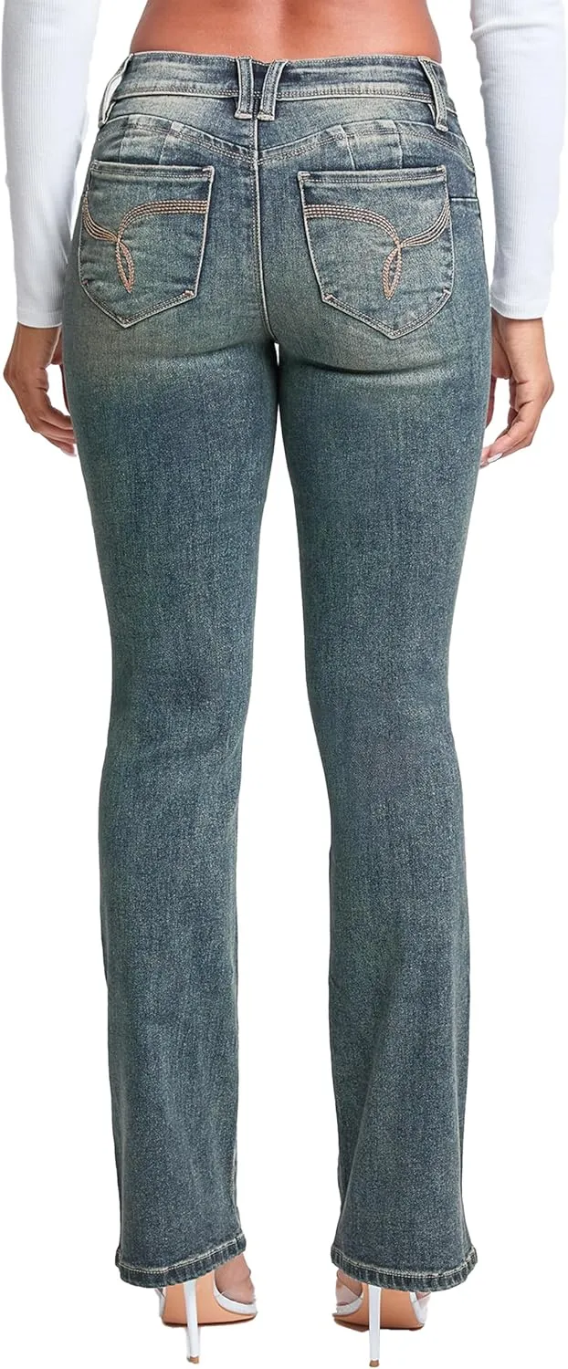 YMI Jeans Women's Wannabettabutt Mid Rise Bootcut Jeans