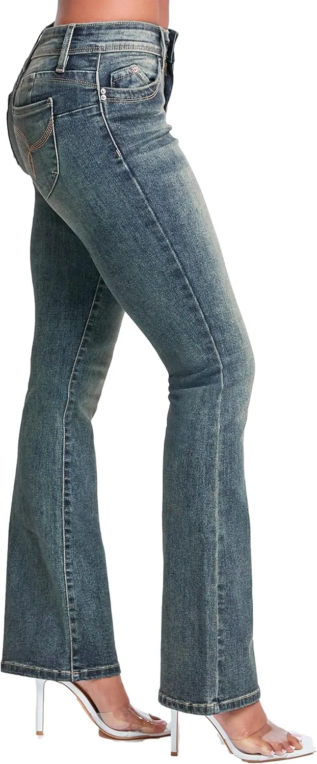 YMI Jeans Women's Wannabettabutt Mid Rise Bootcut Jeans