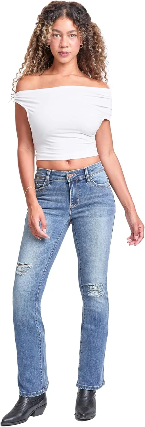 YMI Jeans Women's Wannabettabutt Mid Rise Bootcut Jeans