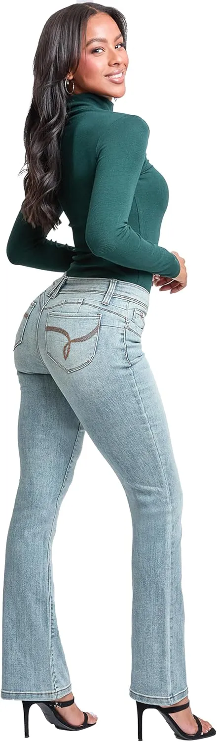 YMI Jeans Women's Wannabettabutt Mid Rise Bootcut Jeans