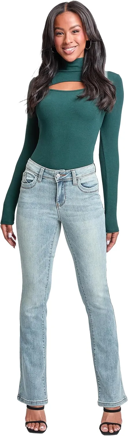YMI Jeans Women's Wannabettabutt Mid Rise Bootcut Jeans
