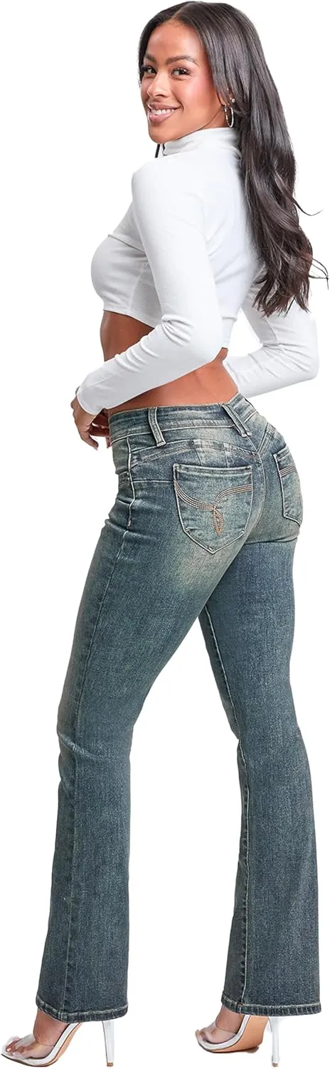YMI Jeans Women's Wannabettabutt Mid Rise Bootcut Jeans