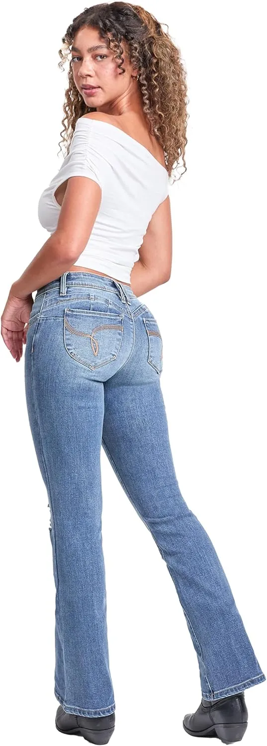YMI Jeans Women's Wannabettabutt Mid Rise Bootcut Jeans
