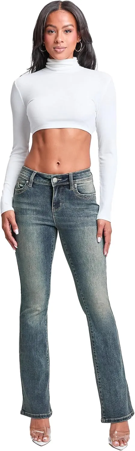 YMI Jeans Women's Wannabettabutt Mid Rise Bootcut Jeans