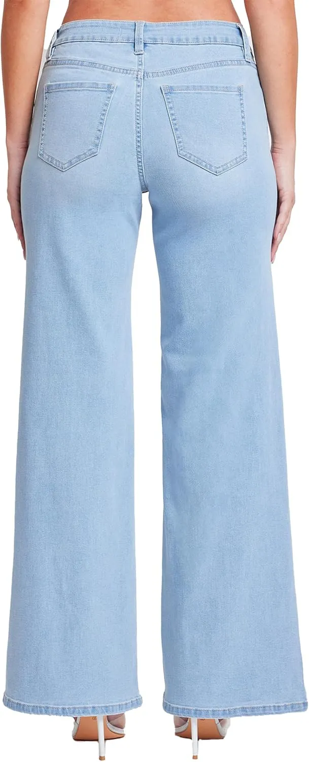 YMI Women's Essential Low Rise Wide Leg Jeans