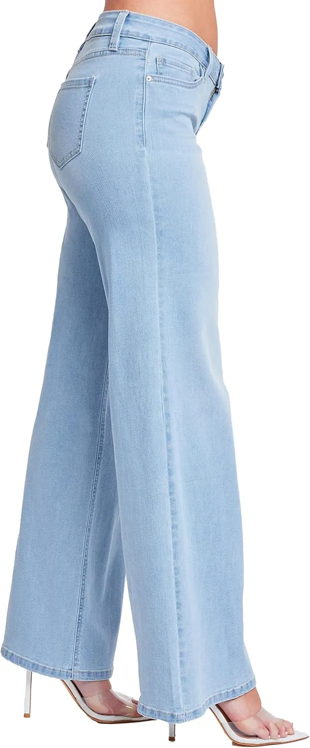 YMI Women's Essential Low Rise Wide Leg Jeans