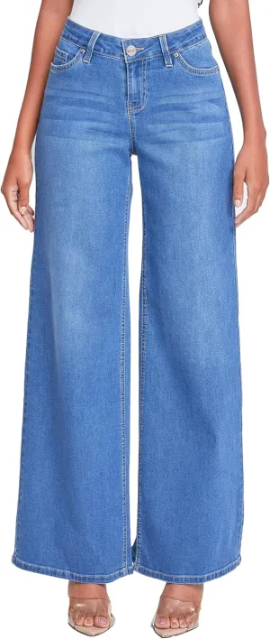 YMI Women's Essential Low Rise Wide Leg Jeans