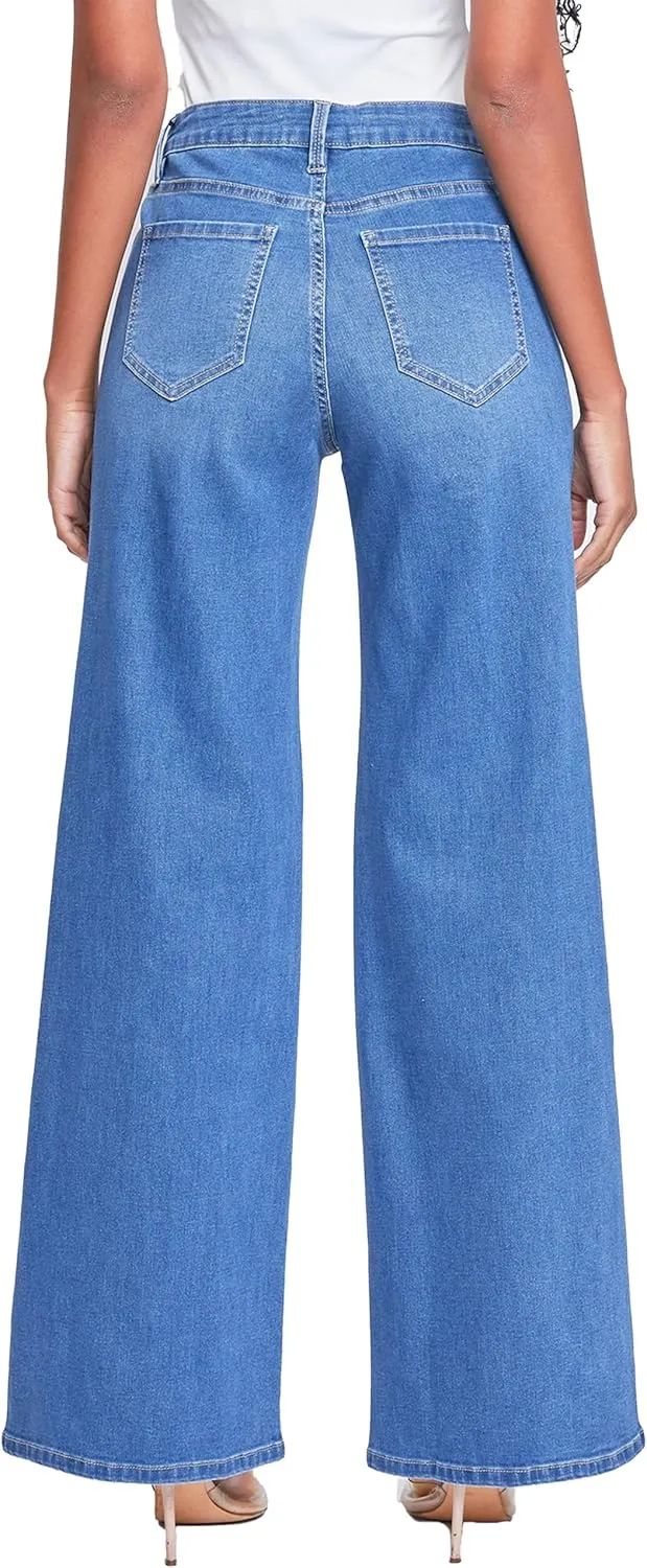 YMI Women's Essential Low Rise Wide Leg Jeans