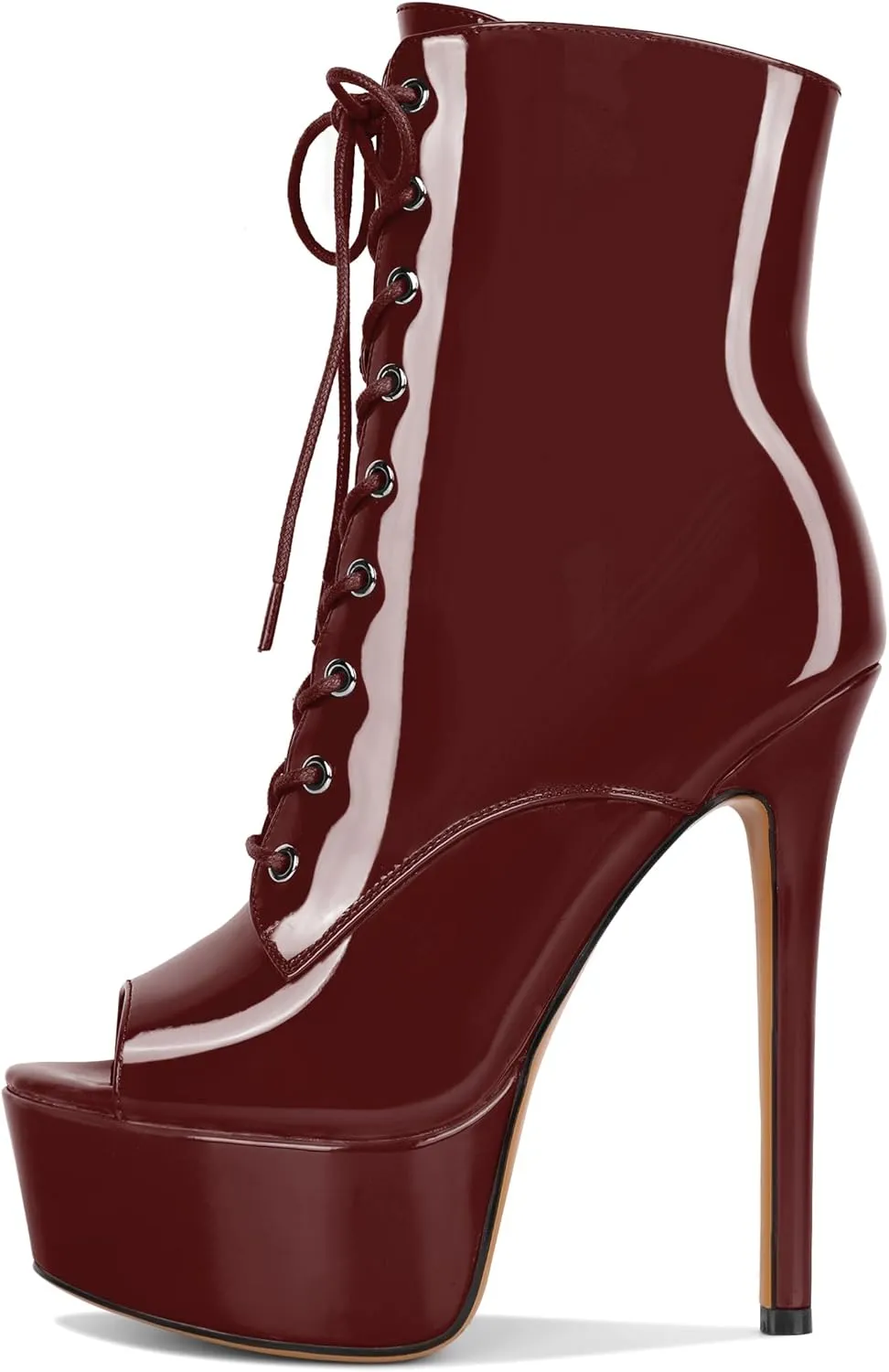 YODEKS Women Ankle Boots Platform Stiletto Heel Boots Peep Toe Booties Side Zipper 6'' Sexy Boots For Club Dance Size 6-12