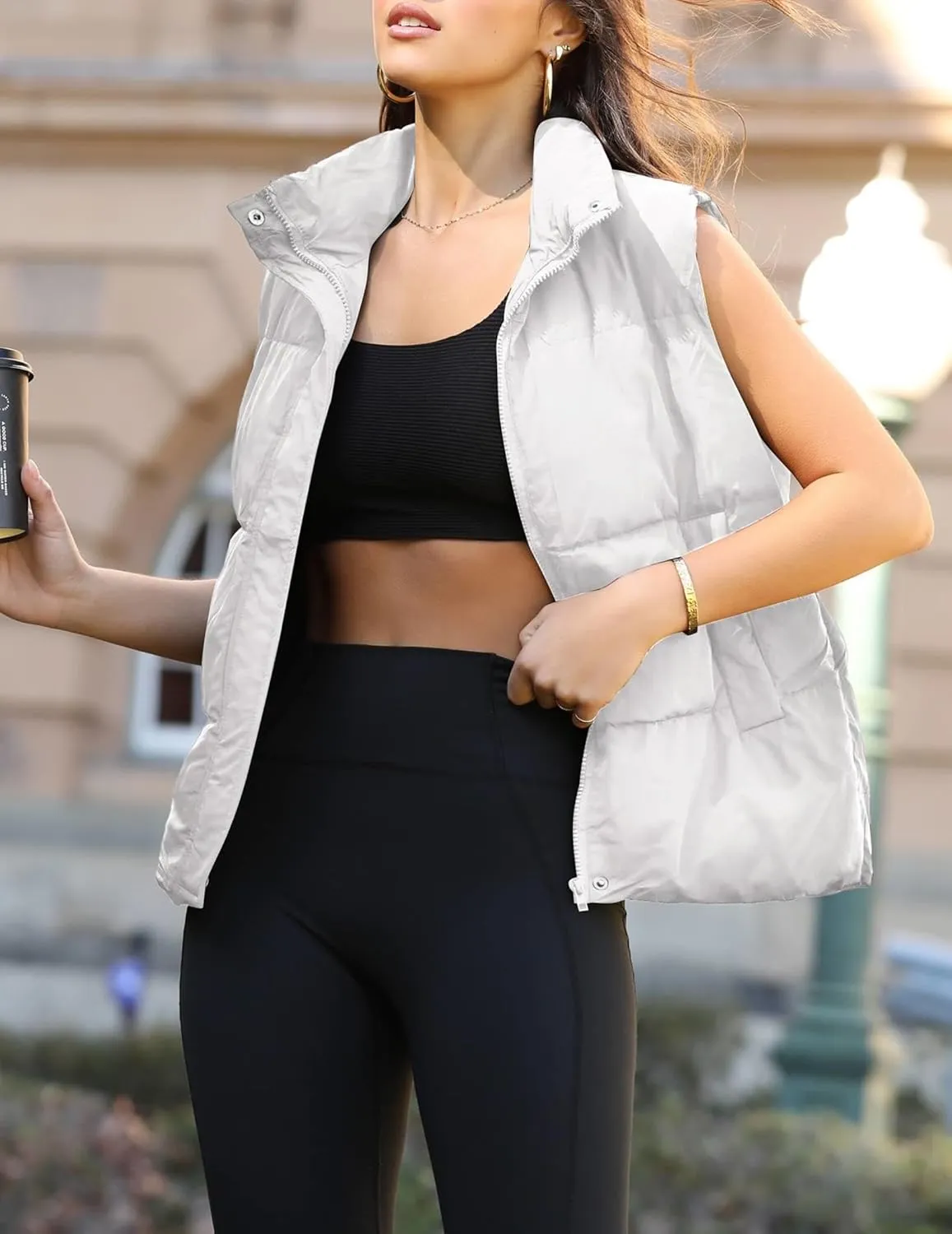 Zeagoo Women Puffer Vest Lightweight Stand Collar Sleeveless Winter Warm Zip Up Padded Outerwear Jackets with Pockets S-XXL