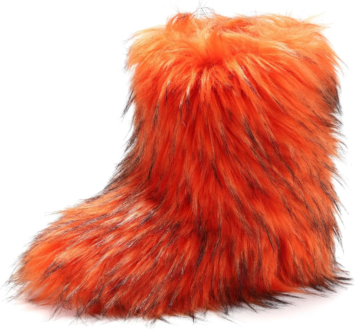 ZVC Women's Faux Fur Boots Furry Snow Boots Comfortable Fluffy Winter Boot Warm Fuzzy Mid-Calf Boot Outdoor Indoor Flat Shoes